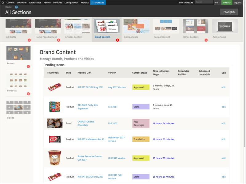 Screen shot of the enhanced UI for the State Flow Versions workflow